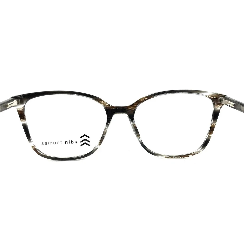 Adin Thomas Eyeglasses Frames AT-540 C3 Charcoal Gray Brown Horn 51-16-140